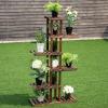 imageGRAFFY 6 Tier Flower Rack Wood Plant Stand Flower Pot Holder 7 Shelves Bonsai Display Shelf with Hollow Design Multifunctional Storage Rack Outdoor Indoor Flower Rack for Yard Garden Patio Balcony