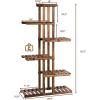 imageGRAFFY 6 Tier Flower Rack Wood Plant Stand Flower Pot Holder 7 Shelves Bonsai Display Shelf with Hollow Design Multifunctional Storage Rack Outdoor Indoor Flower Rack for Yard Garden Patio Balcony