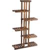 imageGRAFFY 6 Tier Flower Rack Wood Plant Stand Flower Pot Holder 7 Shelves Bonsai Display Shelf with Hollow Design Multifunctional Storage Rack Outdoor Indoor Flower Rack for Yard Garden Patio Balcony