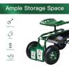 imageGRAFFY Garden Cart wWheels Mobile Rolling Work Seat wTool Tray and Basket Lawn Wagon Cart with Rotating and Adjustable Seat Patio Yard Stool Cart Green