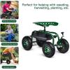 imageGRAFFY Garden Cart wWheels Mobile Rolling Work Seat wTool Tray and Basket Lawn Wagon Cart with Rotating and Adjustable Seat Patio Yard Stool Cart Green