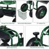 imageGRAFFY Garden Cart wWheels Mobile Rolling Work Seat wTool Tray and Basket Lawn Wagon Cart with Rotating and Adjustable Seat Patio Yard Stool Cart Green