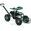 imageGRAFFY Garden Cart wWheels Rolling Gardening Stool Cart Mobile Rolling Work Seat wTray and Basket Lawn Cart with Rotating and Adjustable Seat Patio Yard Stool Cart with Adjustable Handle