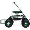 imageGRAFFY Garden Cart wWheels Rolling Gardening Stool Cart Mobile Rolling Work Seat wTray and Basket Lawn Cart with Rotating and Adjustable Seat Patio Yard Stool Cart with Adjustable Handle