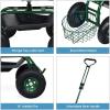 imageGRAFFY Garden Cart wWheels Rolling Gardening Stool Cart Mobile Rolling Work Seat wTray and Basket Lawn Cart with Rotating and Adjustable Seat Patio Yard Stool Cart with Adjustable Handle