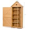 imageGRAFFY Garden Storage Shed Outdoor Garden Tools Cabinet with 2 Lockable Doors Wooden Storage Cabinet with Galvanized Sheet Roof for Garden Yard Patio