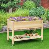 imageGRAFFY Raised Garden Bed with Lockable Wheels Mobile Elevated Wood Planter Box wShelf Wood Planter Box with Legs Liner Drain Holes Outdoor Planting Bed Planting Container for Patio Backyard