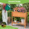 imageGRAFFY Raised Garden Bed with Shelf Raised Planter Box with Legs Wood Elevated Planter Box with Drain Holes Outdoor Planting Bed for Vegetable Flower Planting Container for Grass Lawn Patio