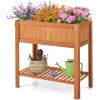 imageGRAFFY Raised Garden Bed with Shelf Raised Planter Box with Legs Wood Elevated Planter Box with Drain Holes Outdoor Planting Bed for Vegetable Flower Planting Container for Grass Lawn Patio