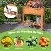imageGRAFFY Raised Garden Bed with Shelf Raised Planter Box with Legs Wood Elevated Planter Box with Drain Holes Outdoor Planting Bed for Vegetable Flower Planting Container for Grass Lawn Patio