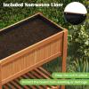 imageGRAFFY Raised Garden Bed with Shelf Raised Planter Box with Legs Wood Elevated Planter Box with Drain Holes Outdoor Planting Bed for Vegetable Flower Planting Container for Grass Lawn Patio
