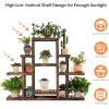 imageGRAFFY Wood Plant Stand 6Tier Flower Pot Holder Bonsai Display Shelf with Hollow Design Outdoor Indoor Flower Rack Multifunctional Storage Rack for Yard Garden Patio Balcony Living Room