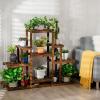 imageGRAFFY Wood Plant Stand 6Tier Flower Pot Holder Bonsai Display Shelf with Hollow Design Outdoor Indoor Flower Rack Multifunctional Storage Rack for Yard Garden Patio Balcony Living Room