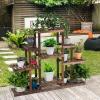 imageGRAFFY Wood Plant Stand 6Tier Flower Pot Holder Bonsai Display Shelf with Hollow Design Outdoor Indoor Flower Rack Multifunctional Storage Rack for Yard Garden Patio Balcony Living Room