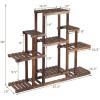 imageGRAFFY Wood Plant Stand 6Tier Flower Pot Holder Bonsai Display Shelf with Hollow Design Outdoor Indoor Flower Rack Multifunctional Storage Rack for Yard Garden Patio Balcony Living Room