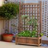 imageGRAFFY Wood Planter Raised Bed with Trellis Outdoor Raised Garden Bed Planter Box for Climbing Plants wDrainage Holes FreeStanding Raised Planter for Patio Garden Yard
