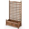 imageGRAFFY Wood Planter Raised Bed with Trellis Outdoor Raised Garden Bed Planter Box for Climbing Plants wDrainage Holes FreeStanding Raised Planter for Patio Garden Yard