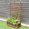 imageGRAFFY Wood Planter Raised Bed with Trellis Outdoor Raised Garden Bed Planter Box for Climbing Plants wDrainage Holes FreeStanding Raised Planter for Patio Garden Yard