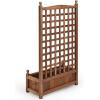 imageGRAFFY Wood Planter Raised Bed with Trellis Outdoor Raised Garden Bed Planter Box for Climbing Plants wDrainage Holes FreeStanding Raised Planter for Patio Garden Yard