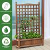 imageGRAFFY Wood Planter Raised Bed with Trellis Outdoor Raised Garden Bed Planter Box for Climbing Plants wDrainage Holes FreeStanding Raised Planter for Patio Garden Yard