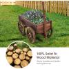 imageGRAFFY Wood Wagon Wooden Flower Planter with Handle and Wheels Decorative Planter Flower Pot Holder for Patio Balcony Lawns Backyard Decor