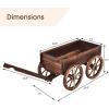 imageGRAFFY Wood Wagon Wooden Flower Planter with Handle and Wheels Decorative Planter Flower Pot Holder for Patio Balcony Lawns Backyard Decor
