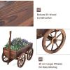 imageGRAFFY Wood Wagon Wooden Flower Planter with Handle and Wheels Decorative Planter Flower Pot Holder for Patio Balcony Lawns Backyard Decor