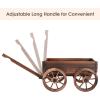 imageGRAFFY Wood Wagon Wooden Flower Planter with Handle and Wheels Decorative Planter Flower Pot Holder for Patio Balcony Lawns Backyard Decor