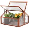 imageGRAFFY Wooden Garden Cold Frame Portable Garden Greenhouse Mini Greenhouse Kit with Foldable Top Raised Plants Bed Protection for Porch Backyard Balcony natural GT3568