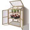 imageGRAFFY Wooden Garden Greenhouse Portable Cold Frame Mini Greenhouse Kit with Foldable Top and Side Doors Raised Bed Protective Planter with Double Shelves Greenhouses for Porch Backyard Balcony