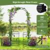 imageGarden Arch with Gate and Planter Box 87H Metal Archway with Lockable Gate for Wedding Party Ceremony Decoration Garden Arch Trellis for Climbing Plants Outdoor Black