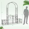 imageGarden Arch with Gate and Planter Box 87H Metal Archway with Lockable Gate for Wedding Party Ceremony Decoration Garden Arch Trellis for Climbing Plants Outdoor Black