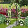 imageGarden Arch with Gate and Planter Box 87H Metal Archway with Lockable Gate for Wedding Party Ceremony Decoration Garden Arch Trellis for Climbing Plants Outdoor Black