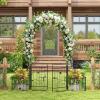 imageGarden Arch with Gate and Planter Box 87H Metal Archway with Lockable Gate for Wedding Party Ceremony Decoration Garden Arch Trellis for Climbing Plants Outdoor Black