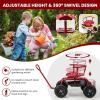 imageGarden Cart Outdoor Rolling Garden Scooter wRemoval Cushion ampamp Tool Tray Storage Basket Gardening Tools wSeat Adjustable Height ampamp Extendable Handle for Patio Yard RedRed