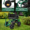 imageGarden Cart Outdoor Rolling Garden Scooter wRemoval Cushion ampamp Tool Tray Storage Basket Gardening Tools wSeat Adjustable Height ampamp Extendable Handle for Patio Yard RedGreen