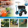 imageGarden Cart Outdoor Rolling Garden Scooter wRemoval Cushion ampamp Tool Tray Storage Basket Gardening Tools wSeat Adjustable Height ampamp Extendable Handle for Patio Yard RedBlue