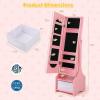 imageKids Jewelry Armoire Cabinet Children Dressing Organizer with Mirror FullLength ampamp 3 Storage Drawers Free Standing Princess Make Up Vanity for Girls Room Bedroom PinkPink