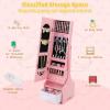 imageKids Jewelry Armoire Cabinet Children Dressing Organizer with Mirror FullLength ampamp 3 Storage Drawers Free Standing Princess Make Up Vanity for Girls Room Bedroom PinkPink