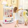 imageKids Jewelry Armoire Cabinet Children Dressing Organizer with Mirror FullLength ampamp 3 Storage Drawers Free Standing Princess Make Up Vanity for Girls Room Bedroom PinkWhite