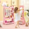 imageKids Jewelry Armoire Cabinet Children Dressing Organizer with Mirror FullLength ampamp 3 Storage Drawers Free Standing Princess Make Up Vanity for Girls Room Bedroom PinkPink