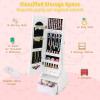 imageKids Jewelry Armoire Cabinet Children Dressing Organizer with Mirror FullLength ampamp 3 Storage Drawers Free Standing Princess Make Up Vanity for Girls Room Bedroom PinkWhite