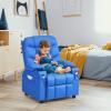 imageKids Recliner Kids Recliner Chair w 2 Cup Holders PU Leather Chairs Comfy wAdjustable Backrest ampamp 3 Pockets Toddler Furniture Sofa for Boys Girls Aged 3Blue