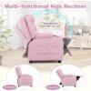 imageKids Recliner Kids Recliner Chair w 2 Cup Holders PU Leather Chairs Comfy wAdjustable Backrest ampamp 3 Pockets Toddler Furniture Sofa for Boys Girls Aged 3Pink