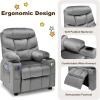 imageKids Recliner Kids Recliner Chair w 2 Cup Holders PU Leather Chairs Comfy wAdjustable Backrest ampamp 3 Pockets Toddler Furniture Sofa for Boys Girls Aged 3Silver Grey