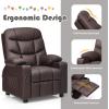 imageKids Recliner Kids Recliner Chair w 2 Cup Holders PU Leather Chairs Comfy wAdjustable Backrest ampamp 3 Pockets Toddler Furniture Sofa for Boys Girls Aged 3Brown