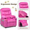 imageKids Recliner Kids Recliner Chair w 2 Cup Holders PU Leather Chairs Comfy wAdjustable Backrest ampamp 3 Pockets Toddler Furniture Sofa for Boys Girls Aged 3Rose