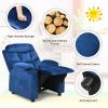 imageKids Recliner Kids Recliner Chair w 2 Cup Holders PU Leather Chairs Comfy wAdjustable Backrest ampamp 3 Pockets Toddler Furniture Sofa for Boys Girls Aged 3Deep Blue