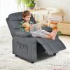 imageKids Recliner Kids Recliner Chair w 2 Cup Holders PU Leather Chairs Comfy wAdjustable Backrest ampamp 3 Pockets Toddler Furniture Sofa for Boys Girls Aged 3Grey
