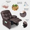 imageKids Recliner Kids Recliner Chair w 2 Cup Holders PU Leather Chairs Comfy wAdjustable Backrest ampamp 3 Pockets Toddler Furniture Sofa for Boys Girls Aged 3Brown